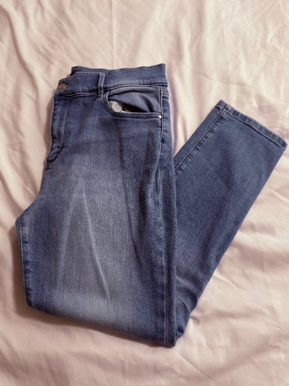 Ann Taylor Factory Jeans Womens 8P Petite Blue Medium Wash Straight Stretch